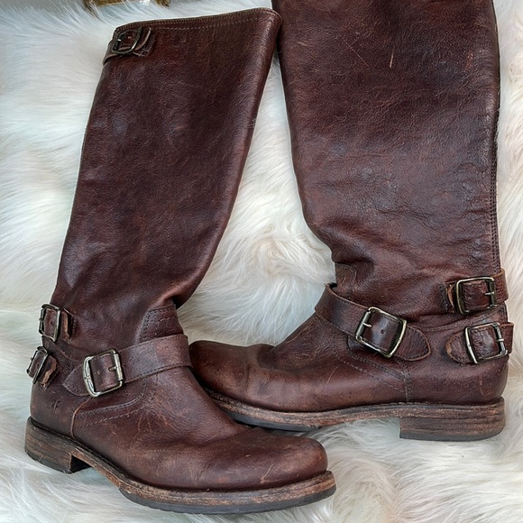 Frye Shoes - Frye brown leather knee high boots